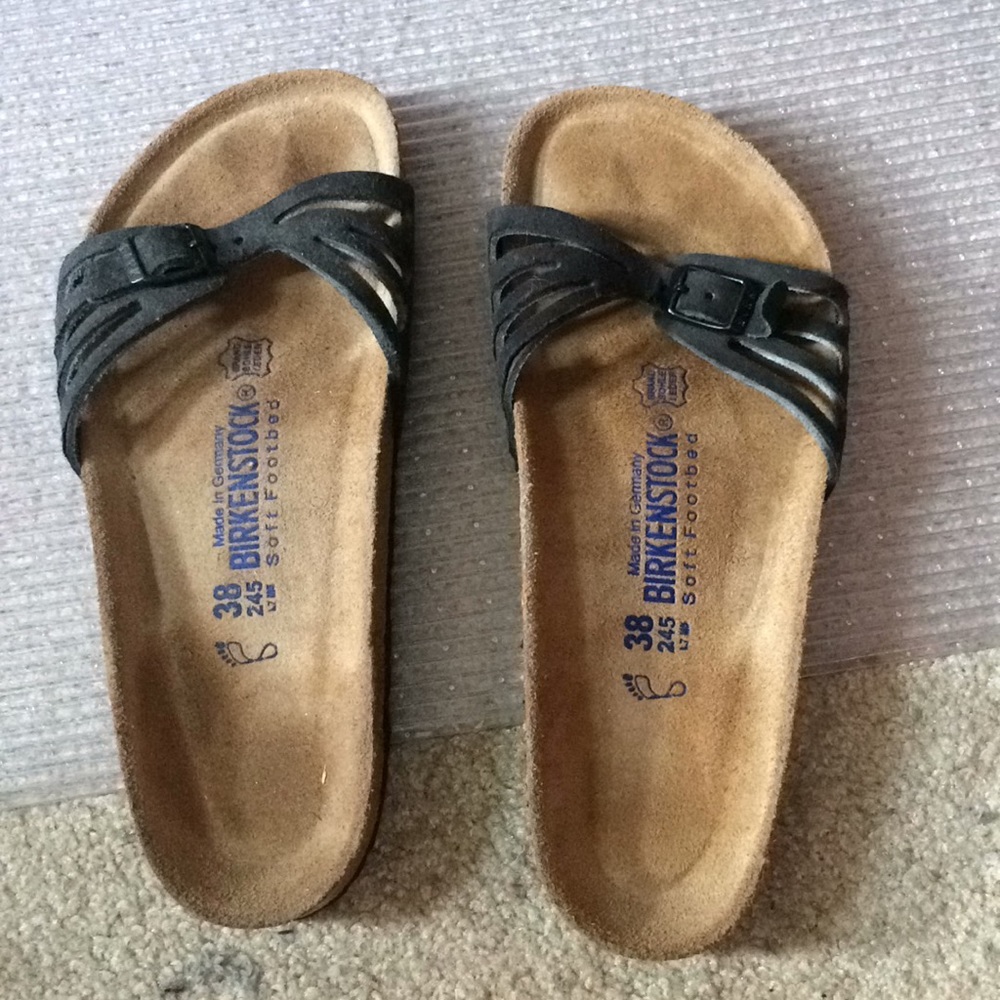 Birkenstock Soft Footbed Black Leather Sz 39
